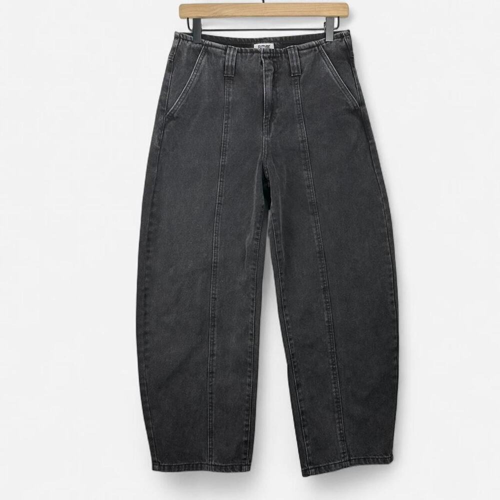 Future collective washed black high rise wide leg jeans size 2